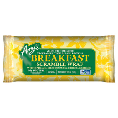 Amy's Breakfast Scramble Wrap with Spinach, Mushrooms & Cheddar Cheese, 6.0 oz