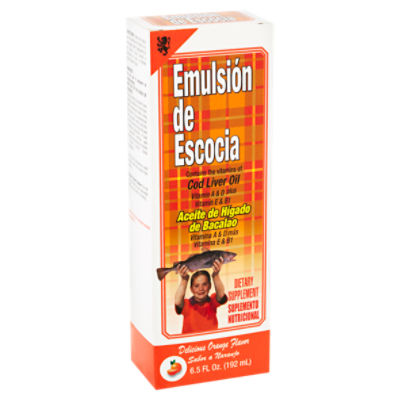 Emulsión de Escocia Orange Flavor Cod Liver Oil Dietary Supplement, 6.5 fl oz