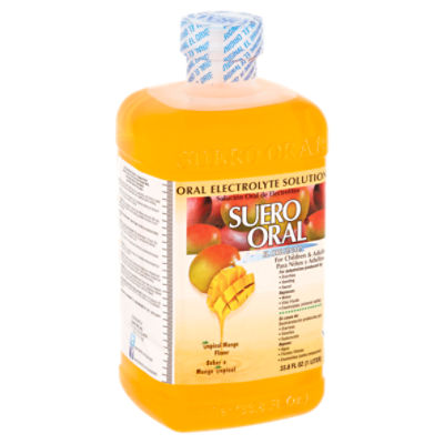 Suero Oral Tropical Mango Flavor Oral Electrolyte Solution, 33.8 fl oz