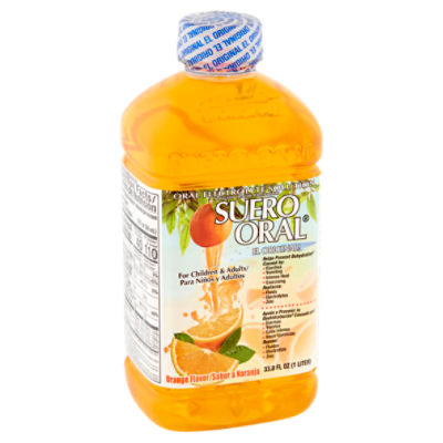 Suero Oral Orange-Flavored, Oral Electrolyte Solution, 33.81 fl oz