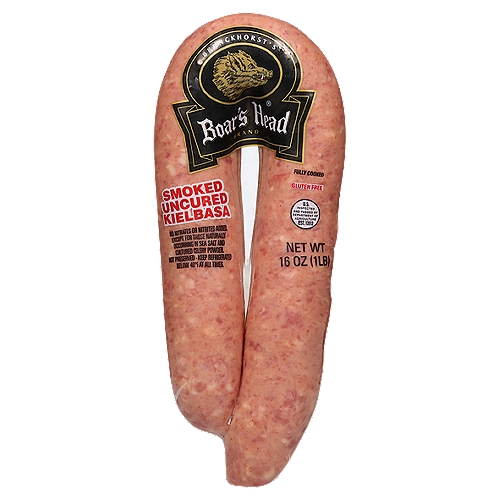 Brunckhorst's Boar's Head Smoked Uncured Kielbasa, 16 oz
No Nitrates or Nitrites Added. Except for those Naturally Occurring in Sea Salt and Cultured Celery Powder.