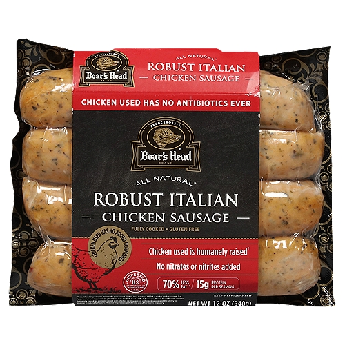 Brunckhorst's Boar's Head All Natural Robust Italian Chicken Sausage, 4 count, 12 oz