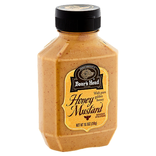 With Pure Golden Honey and a touch of horseradish. All-natural. No gluten ingredients. Best if kept cold.