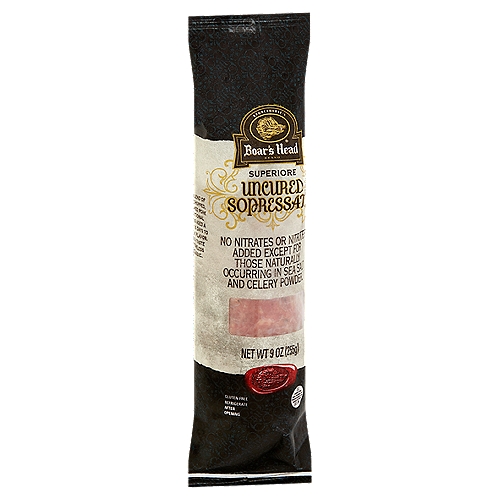 No Nitrates or Nitrites Added Except for those Naturally Occurring in Sea Salt and Celery Powder.

A Unique Blend of Coarsely Chopped, Hand-Trimmed Pork and Traditional Seasonings Aged a Minimum of 16 Days to Achieve Peak Flavor a Bold, Rich Taste that is a Timeless Italian Classic.