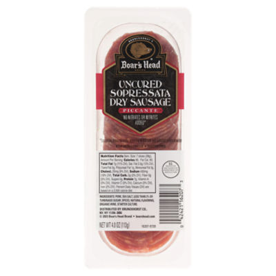 Boar's Head Piccante Uncured Sopressata Dry Sausage, 4.0 oz