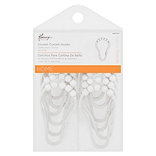 Kenney Home White Shower Curtain Hooks, 12 count