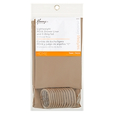 Kenney Home Taupe Lightweight PEVA, Shower Liner and C-Ring Set, 1 Each