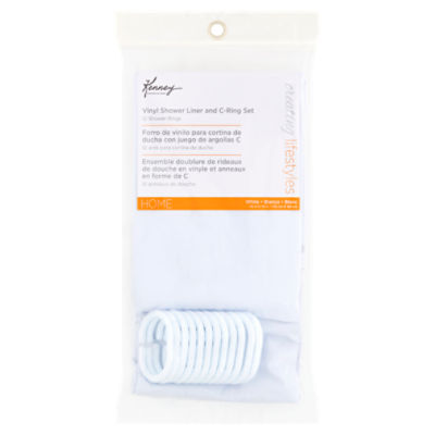 Kenney Home White Vinyl Shower Liner and C-Ring Set