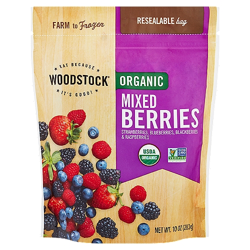 Woodstock Organic Mixed Berries, 10 oz
Strawberries, Blueberries, Blackberries & Raspberries