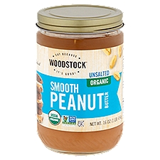 Woodstock Unsalted Organic Smooth, Peanut Butter, 16 Ounce
