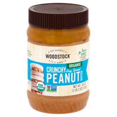 Woodstock Organic Crunchy Easy Spread Peanut Butter, 18 oz
