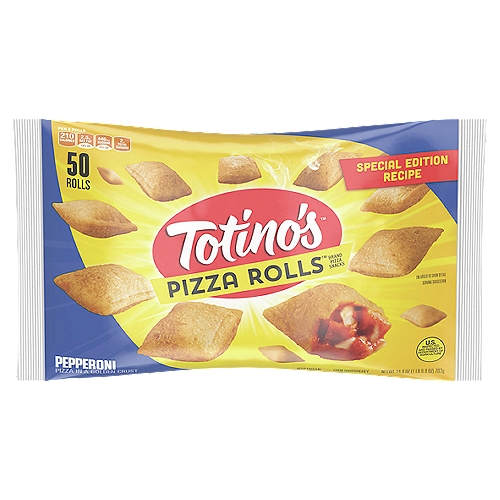 Totino's Pizza Rolls Pepperoni Pizza Snacks, 50 count, 24.8 oz
Pepperoni Seafood Pork, Chicken and Beef Pizza Topping Pizza in a Golden Crust