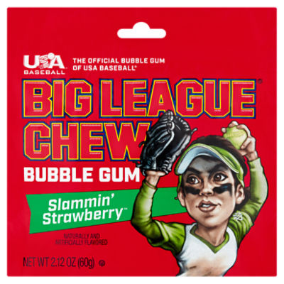 Big League Chew Slammin' Strawberry Bubble Gum, 2.12 oz