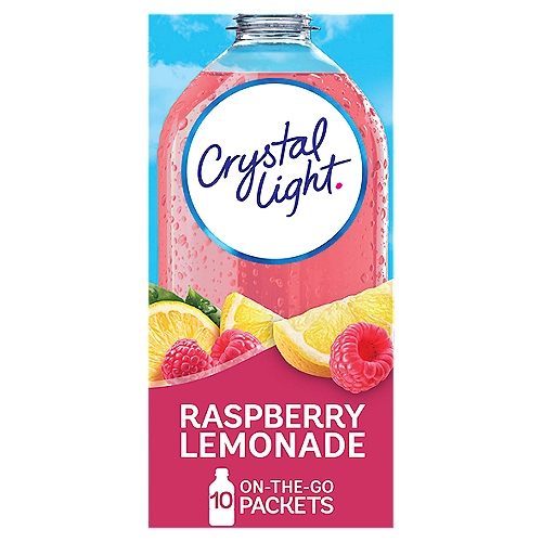 Crystal Light Raspberry Lemonade Drink Mix, 0.08 oz, 10 count
90% Fewer Calories than Leading Beverages*
*Per 16 fl oz beverage, this product 5 calories; leading beverages 130 calories.

Have a Glass!
Crystal Light Drink Mix lets you add flavor to your life with just 5 calories per serving

All the flavor, only 5 calories ...it's just the way you like it.
