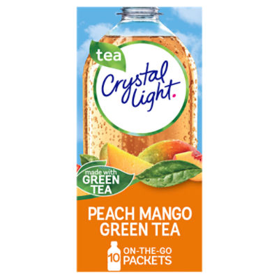 Crystal Light Peach Mango Green Tea Naturally Flavored Powdered Drink Mix, 10 ct On-the-Go-Packets