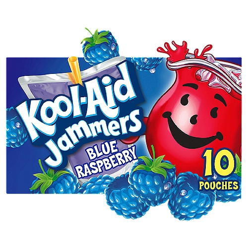 Kool-Aid Jammers Blue Raspberry Drink, 6 fl oz, 10 count