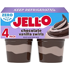 Jell-O Zero Sugar Chocolate Vanilla Swirls Reduced Calorie Pudding Snacks, 14.5 oz