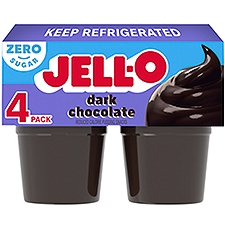 Jell-O Dark Chocolate Zero Sugar Reduced Calorie Pudding Snacks, 2 count, 14.5 oz, 14.5 Ounce