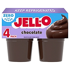 Jell-O Zero Sugar Chocolate Reduced Calorie Pudding Snacks, 4 count, 14.5 oz