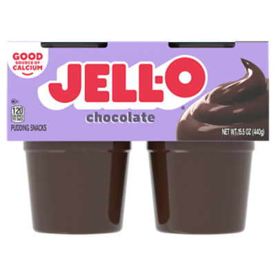 JELL-O Original Chocolate Pudding Snack Cups, 4 ct, 440 Gram