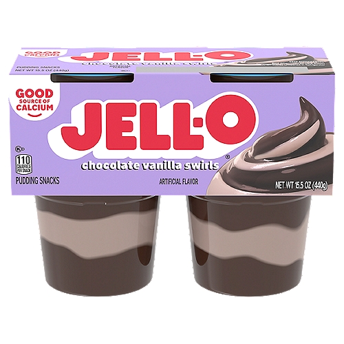 Jell-O Original Chocolate Vanilla Swirls Pudding Snacks, 15.5 oz, 4 count