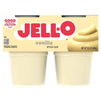 JELL-O Original Vanilla Pudding Snack Cups, 4 ct, 15.5 Ounce