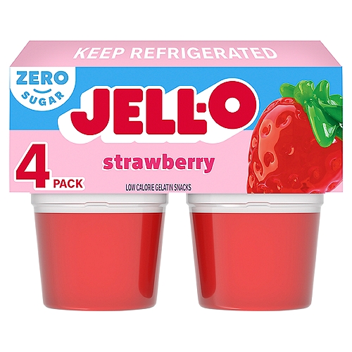 Jell-O Zero Sugar Strawberry Low Calorie Gelatin Snacks, 12.5 oz