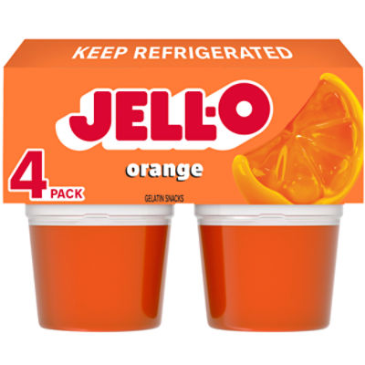 Jell-O Orange Gelatin Snacks, 4 count, 13.5 oz, 13.5 Ounce