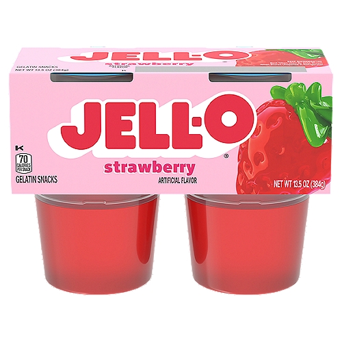 Jell-O Original Strawberry Gelatin Snacks, 4 count, 13.5 oz