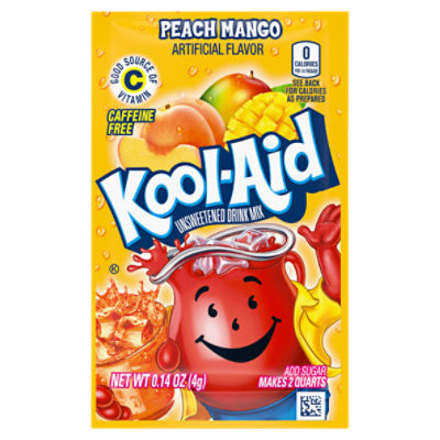 Kool-Aid Unsweetened Peach Mango Drink Mix, 0.14 oz Packet