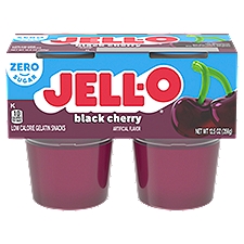 Jell-O Black Cherry Sugar Free Ready-to-Eat Jello Cups Gelatin Snack, 4 ct Cups, 12.5 Ounce