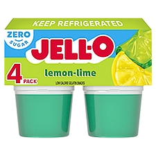 Jell-O Zero Sugar Lemon-Lime Low Calorie Gelatin Snacks, 12.5 oz, 12.5 Ounce
