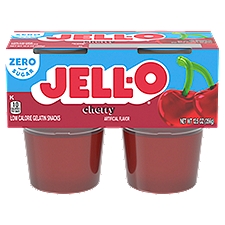 Jell-O Cherry Low Calorie Gelatin Snacks, 4 count, 12.5 oz