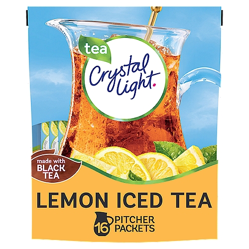 Crystal Light Lemon Iced Tea Naturally Flavored Powdered Drink Mix, 16 ct Pitcher Packets