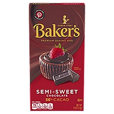 Baker's Semi-Sweet Chocolate Premium Baking Bar, 4 oz, 4 Ounce
