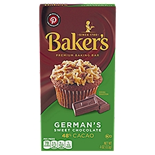 Baker's German's Sweet Chocolate Premium Baking Bar with 48% Cacao, 4 oz