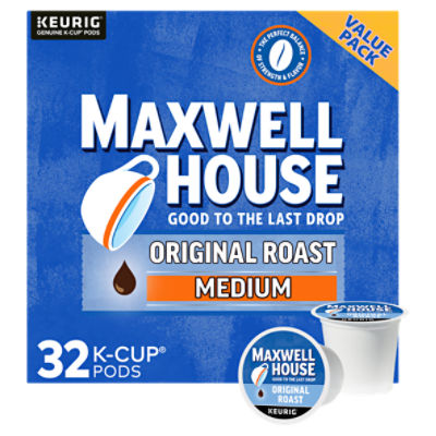 Maxwell House Original Roast Medium Coffee K-Cup Pods Value Pack, 32 count, 11.04 oz