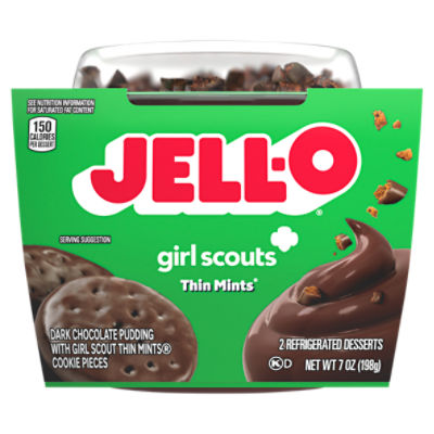 Jell-O Girl Scouts Thin Mints Refrigerated Desserts, 2 count, 7 oz