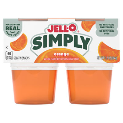 Jell-O Simply Orange Gelatin Snacks, 4 Count, 13.5 oz