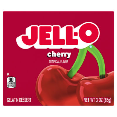 JELL-O Cherry Gelatin Dessert, 3 oz Box, 3 Ounce