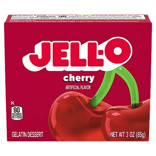 Jell-O Cherry Instant Gelatin Mix is an easy to make cherry flavored dessert. Perfect for cooling off on a hot day, this mouthwatering treat delivers the classic refreshingly sweet cherry taste you know and love. With no artificial sweeteners and no high fructose corn syrup and fat free, this dessert is one you can feel good about sharing with your family. This 3 ounce package makes four 1/2-cup servings so you can prepare enough for the whole family. It's easy to make a tasty dessert for kids or adults Simply mix the cherry gelatin mix with boiling water, stir in cold water and refrigerate until set.nn• One 3 oz. box of Jell-O Cherry Instant Gelatin Mixn• Jell-O Cherry Instant Gelatin Mix is an easy to make cherry flavored dessertn• Fat free gelatin powder contains no artificial sweeteners and no high fructose corn syrupn• Individually packaged in a sealed pouchn• Gelatin dessert is easy to make — just stir the mix with boiling and cold water and refrigeraten• Package makes four 1/2-cup servingsn• Makes a delicious dessert