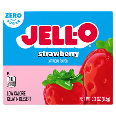 JellO Sugar Free Strawberry Flavor Low Calorie, Gelatin Dessert