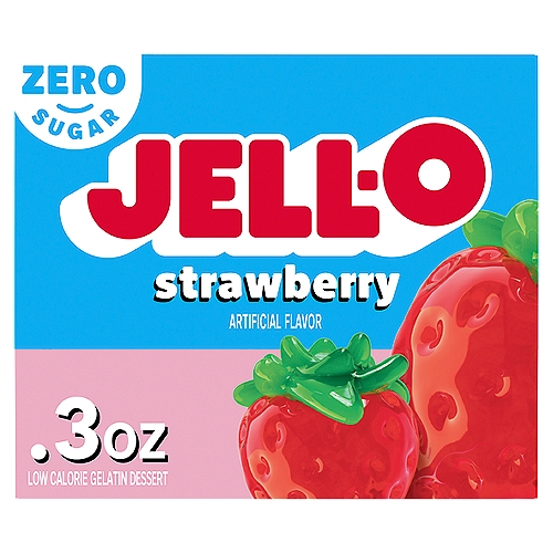 Jell-O Zero Sugar Strawberry Low Calorie Gelatin Dessert, 0.3 oz