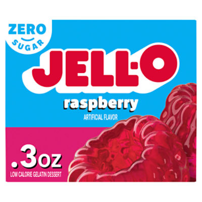 Jell-O Zero Sugar Raspberry Low Calorie Gelatin Dessert, 0.3 oz