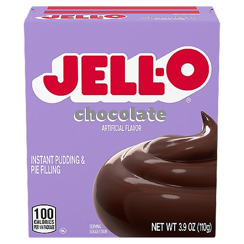 Jell-O Chocolate Instant Pudding & Pie Filling Mix, 3.9 oz Box
Jell-O Chocolate Instant Pudding Mix offers a delicious flavor, whether you eat it as a treat or use it as an ingredient in your favorite dessert recipes. The delicious chocolate flavor tastes great as a chocolate cream pie filling or over a poke cake. It contains no artificial sweeteners or high fructose corn syrup. The dessert is easy to make in just five minutes; simply stir milk into the pudding powder and allow to set. You will quickly have a delicious pudding that the entire family will enjoy. The 3.9 ounce box of Jell-O chocolate pudding mix comes individually packaged in a sealed pouch for freshness.

• One 3.9 oz. box of Jell-O Chocolate Instant Pudding Mix
• Jell-O Chocolate Instant Pudding Mix tastes great alone or in desserts
• Instant chocolate pudding is fat-free
• Contains no artificial sweeteners or high fructose corn syrup
• Individually packaged in a sealed pouch for freshness
• You will quickly have a delicious pudding that the entire family will enjoy
• Simply mix with milk and allow to set for 5 minutes