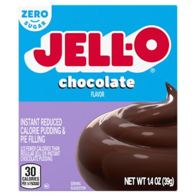 JELL-O Zero Sugar Chocolate Flavor Instant Pudding & Pie Filling, 1.4 oz Box