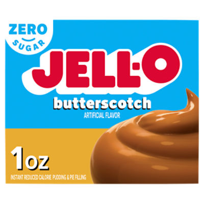 Jell-O Zero Sugar Butterscotch Instant Reduced Calorie Pudding & Pie Filling, 1 oz