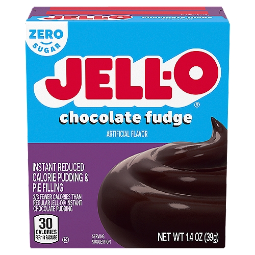 Jell-O Chocolate Fudge Instant Reduced Calorie Pudding & Pie Filling, 1.4 oz
1/3 Fewer Calories than Regular Chocolate Pudding- 30 calories as packaged, regular chocolate pudding has 100 calories.