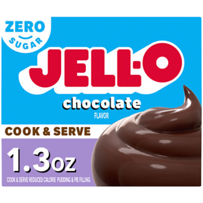 Jell-O Zero Sugar Chocolate Flavor Cook & Serve Reduced Calorie Pudding & Pie Filling, 1.3 oz