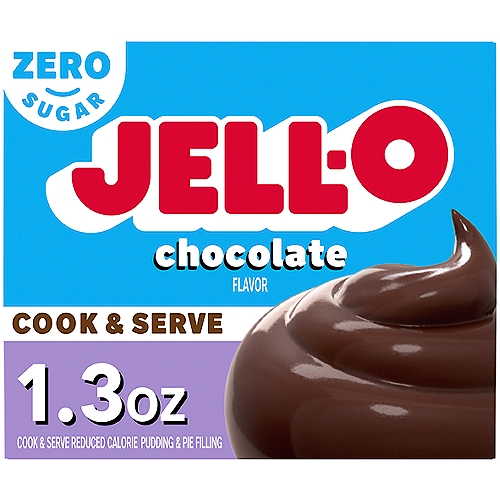 Jell-O Zero Sugar Chocolate Flavor Cook & Serve Reduced Calorie Pudding & Pie Filling, 1.3 oz